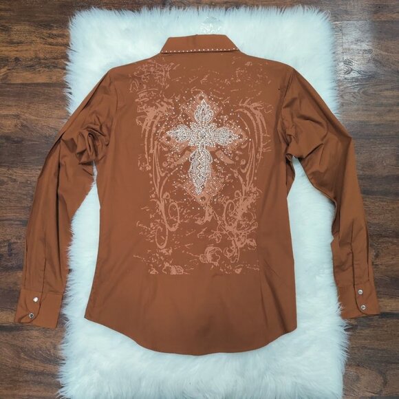 Back In The Saddle Cowboy Carter Rodeo Button Up Poplin Wester Shirt Rustic L - Picture 3 of 9